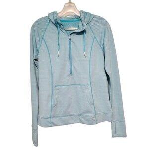 Tangerine Turquoise Blue Stripe Athletic Hoodie Size Small
